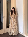 INTO THE EAST 25 Autumn/Winter Silk Hemp Flower Shadow Dress ITE-E1DGSS011KT21DS-QKQ Light Khaki